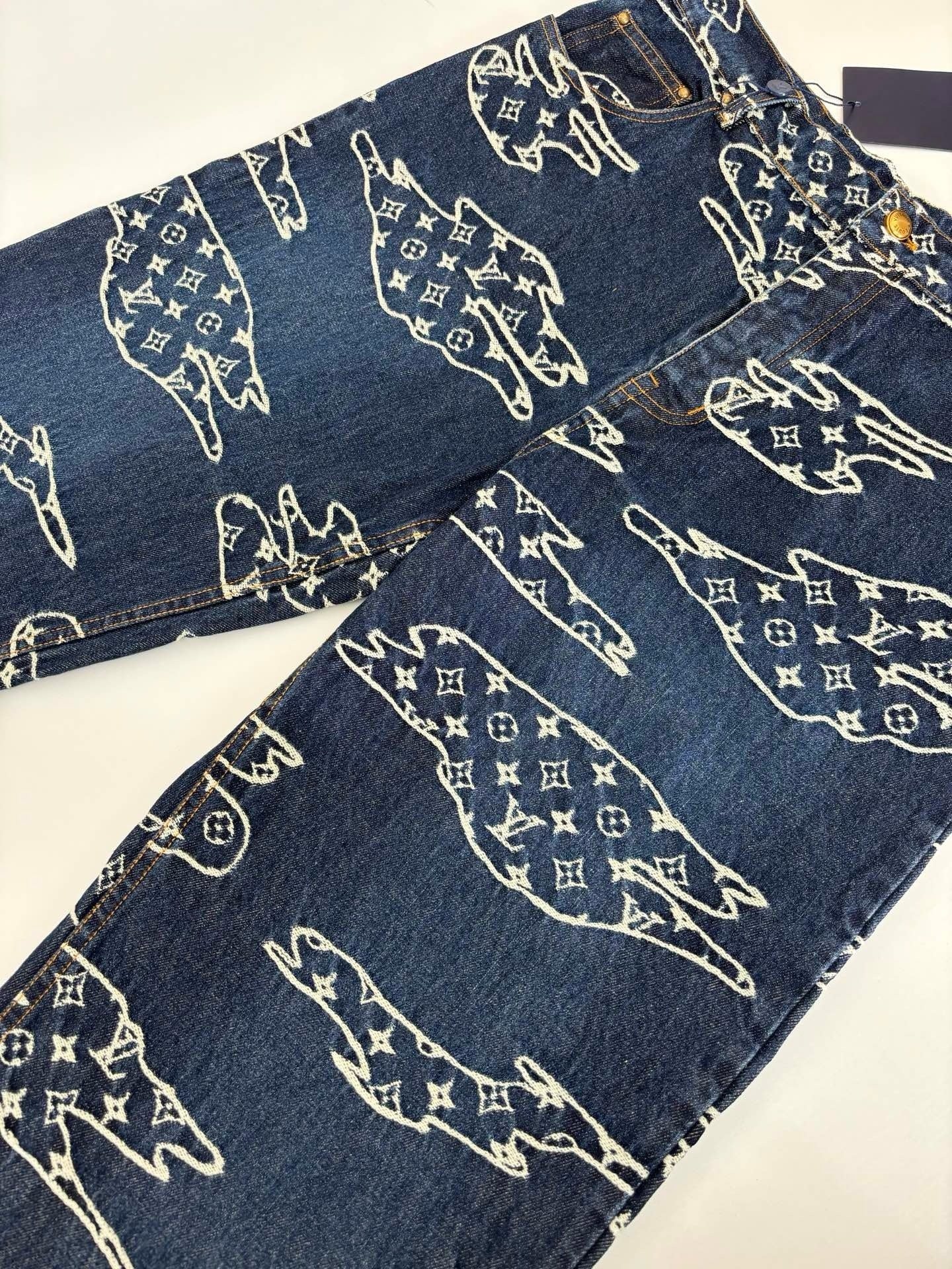 Pantalon droit Monogram en denim lv