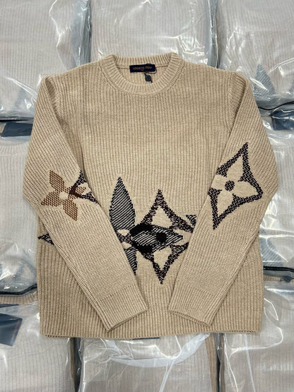 Pull Lv col rond en maille graphique 10/10