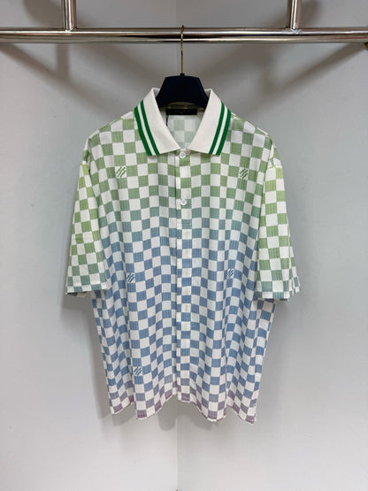 Ensemble imprimé Damier Gradient en soie