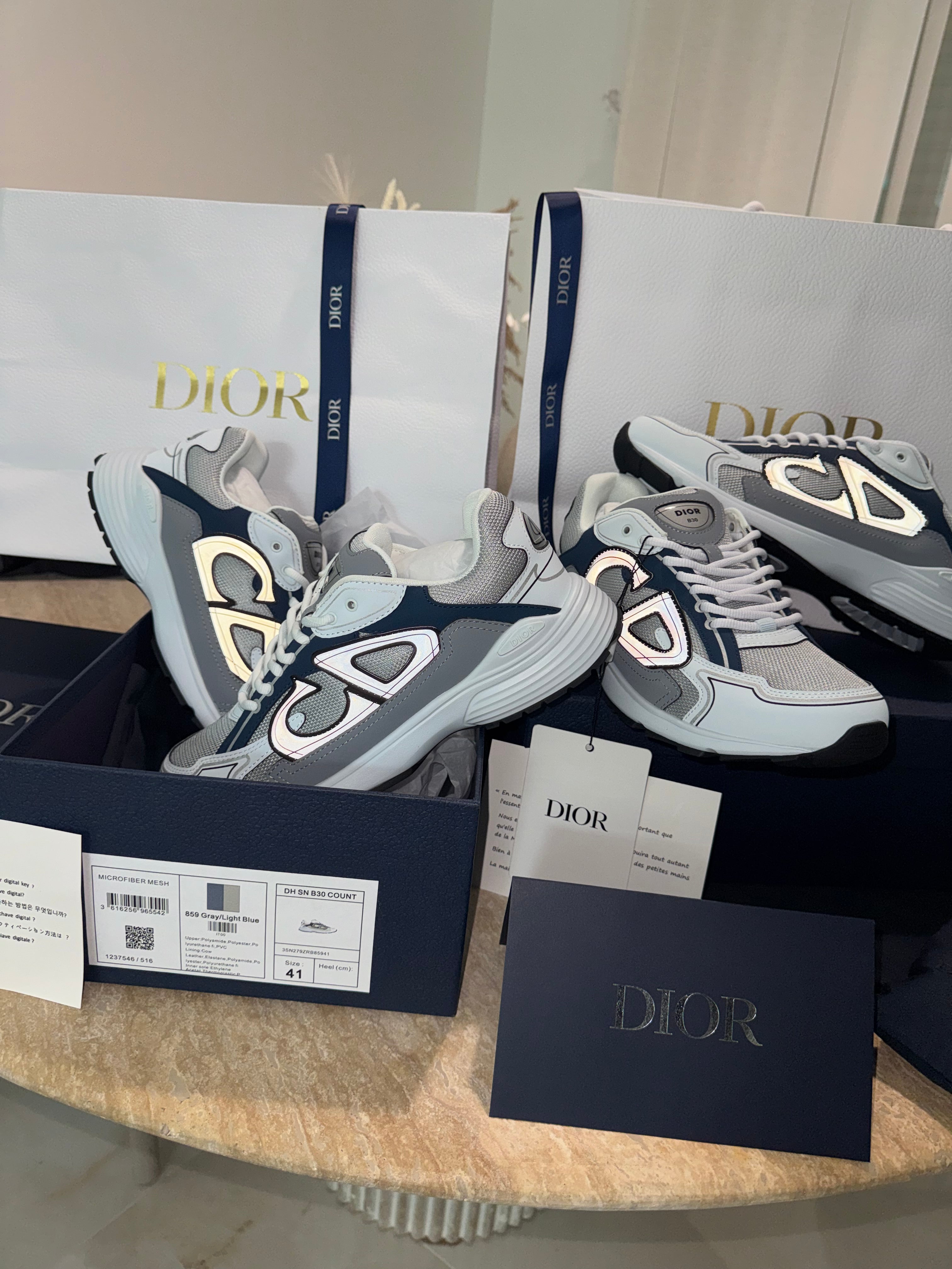 SNEAKERS B30 V3S 2025 💡 VERSION BIEN LISSE Sneaker B30 Countdown Maille technique blanc bleu tissu technique FACTURE PACKAGING COMPLET MODÈLE POUSSÉ