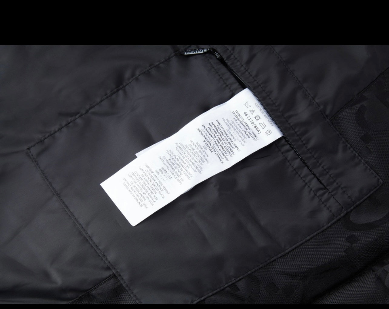Rechnung für schwarze Daunenjacke GG Jumbo