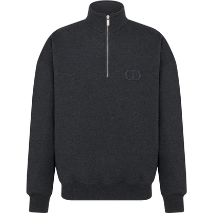 Sweatshirt demi-zippé CD Icon Molleton de coton gris foncé
