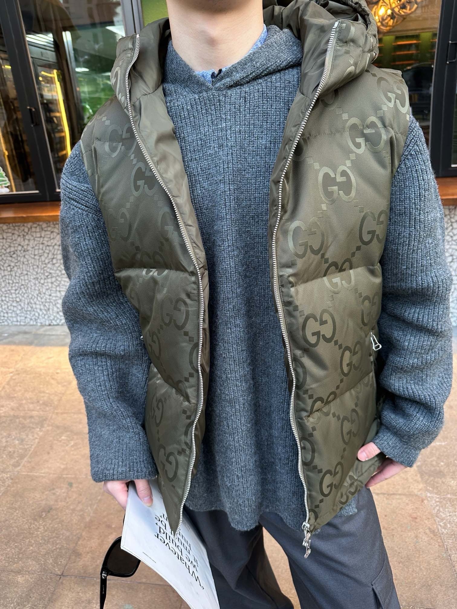 Veste GG jumbo sans manche  kaki