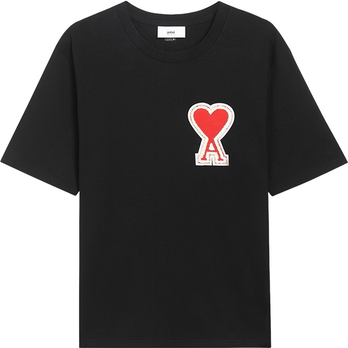 T-shirt noir à logo ami de cœur rouge