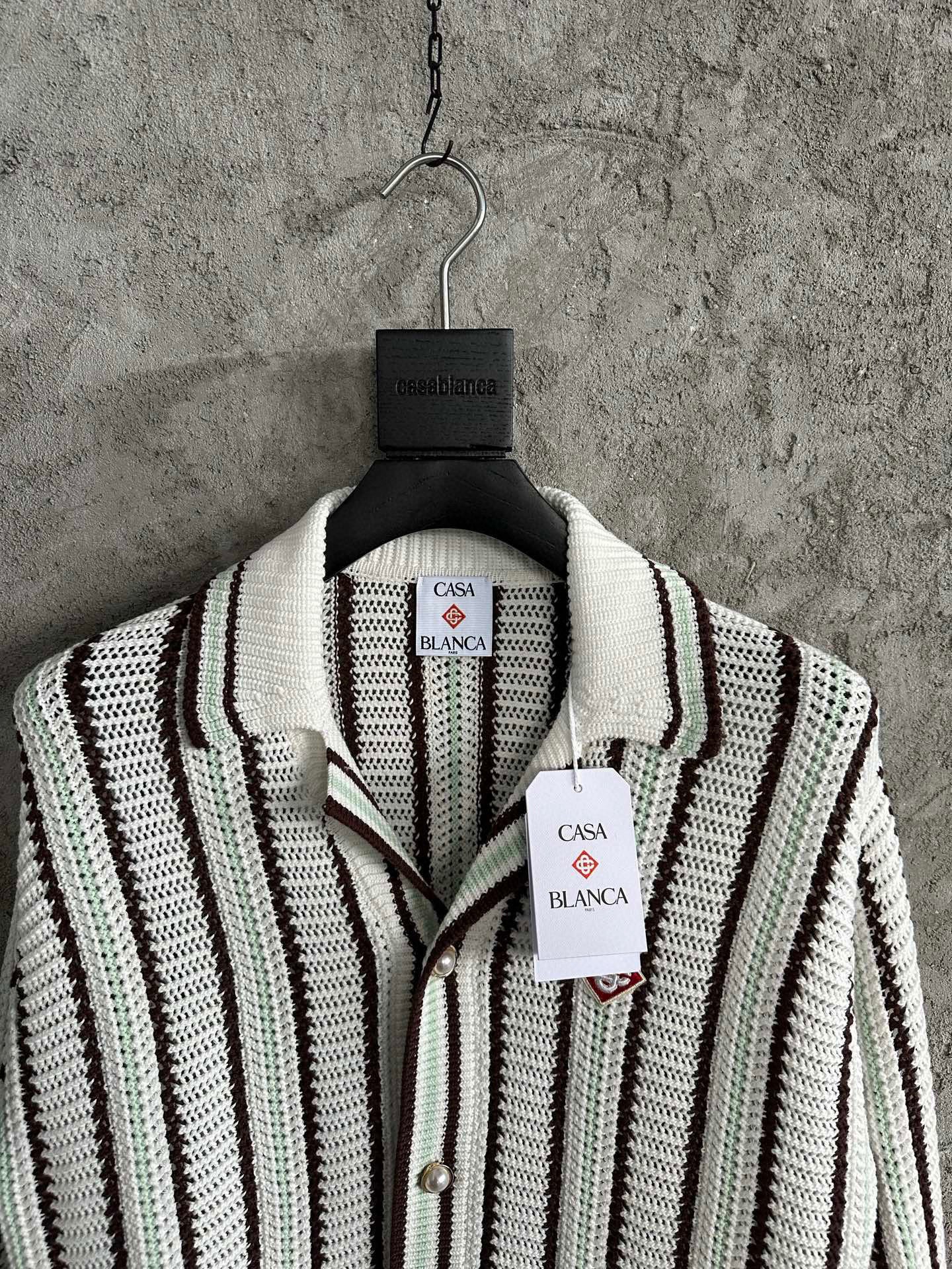 CHEMISE CASA STRIPED COTTON CROCHET SHIRT