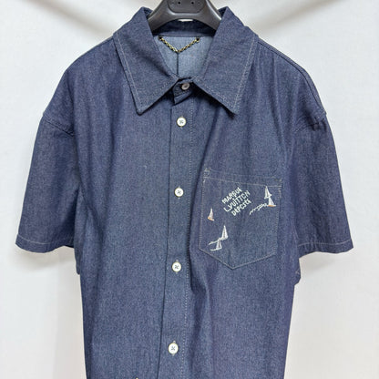 Chemise lv manches courtes brodée en chambray