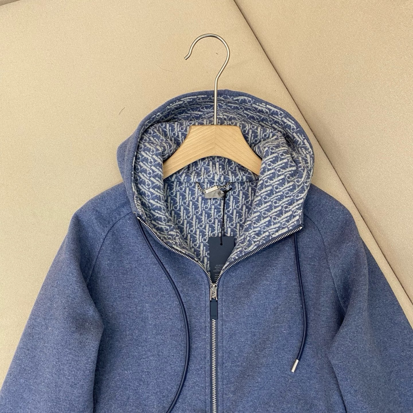 survêtement à capuche CDMaille de coton et cachemire bleu marine