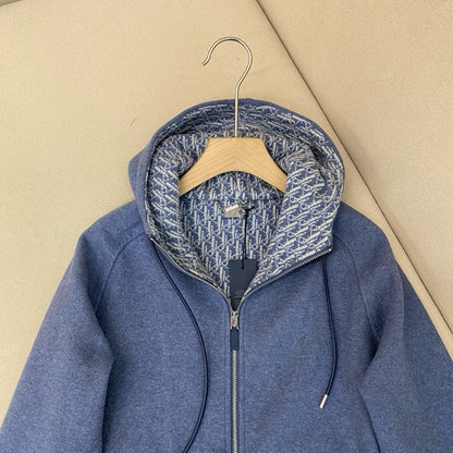 survêtement à capuche CDMaille de coton et cachemire bleu marine