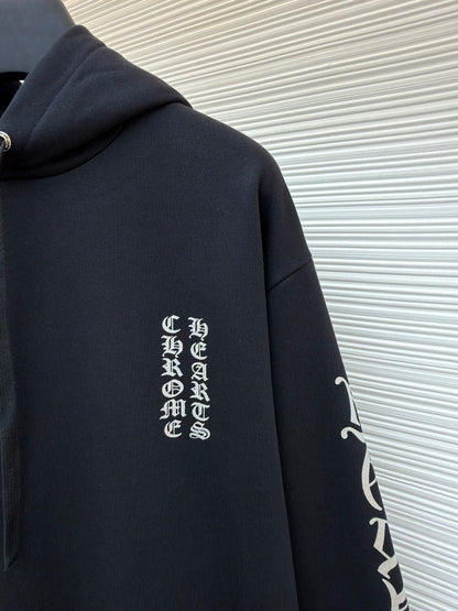 Chrome Hrts Vertical Logo Sweat à capuche Noir