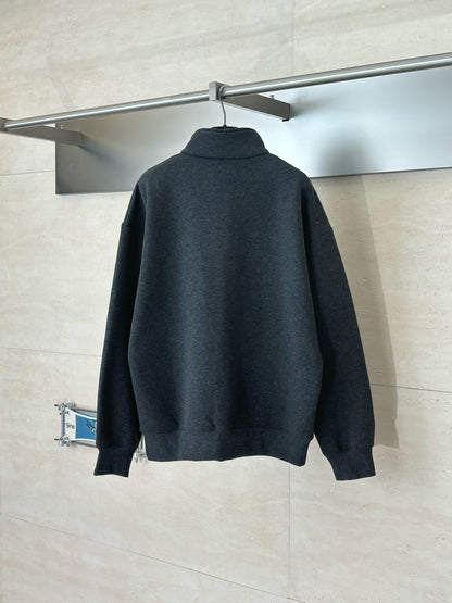 Sweatshirt demi-zippé CD Icon Molleton de coton gris foncé