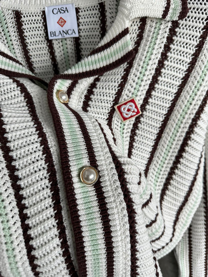 CHEMISE CASA STRIPED COTTON CROCHET SHIRT