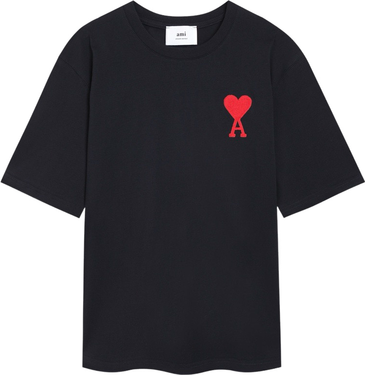 T-shirt noir à petit logo ami de cœur rouge