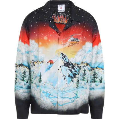 Casa chemise en soie à motif scène de ski