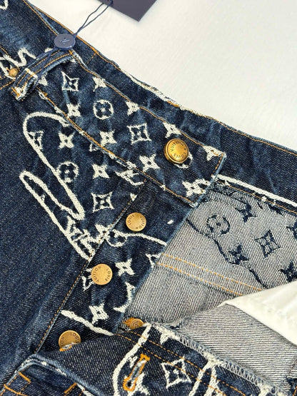 Pantalon droit Monogram en denim lv