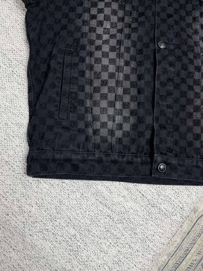 1AHBDY Tracksuit Flocked Damier Denim Trucker Jacket