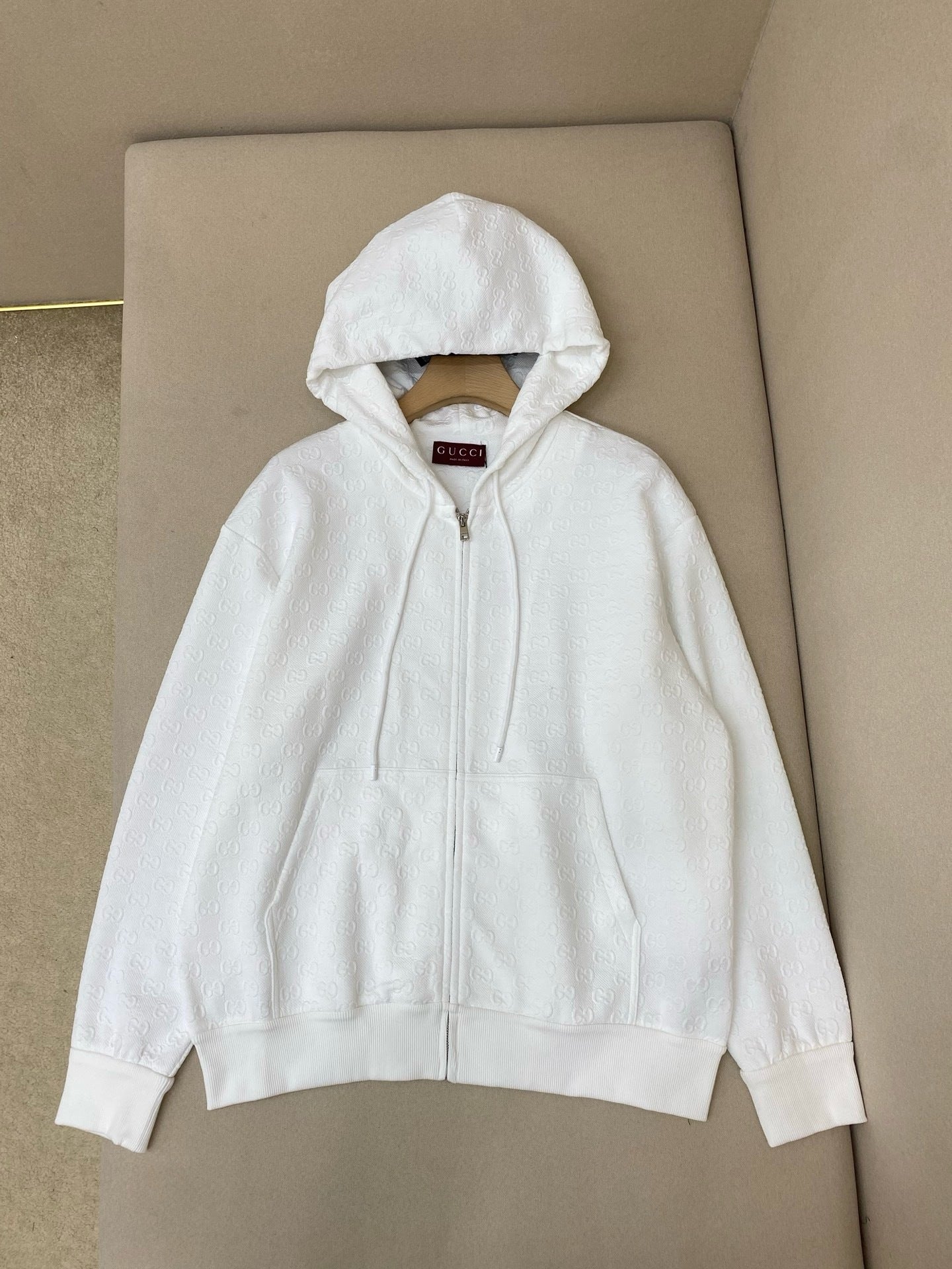 Veste zippée en jersey technique GG en relief
