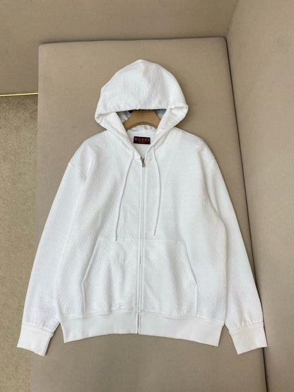 Veste zippée en jersey technique GG en relief