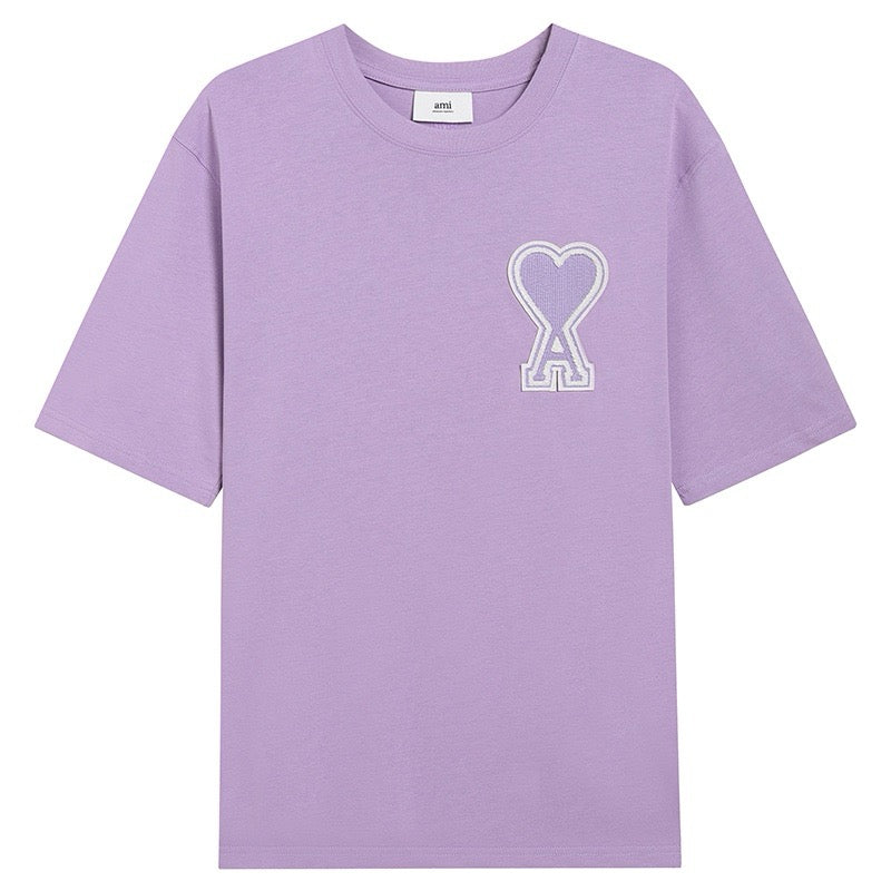 T-shirt vert à logo ami de cœur violet