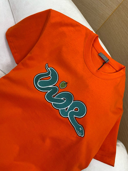 T-shirt CD AND KAWS, coupe relax Jersey de coton orange et rouge