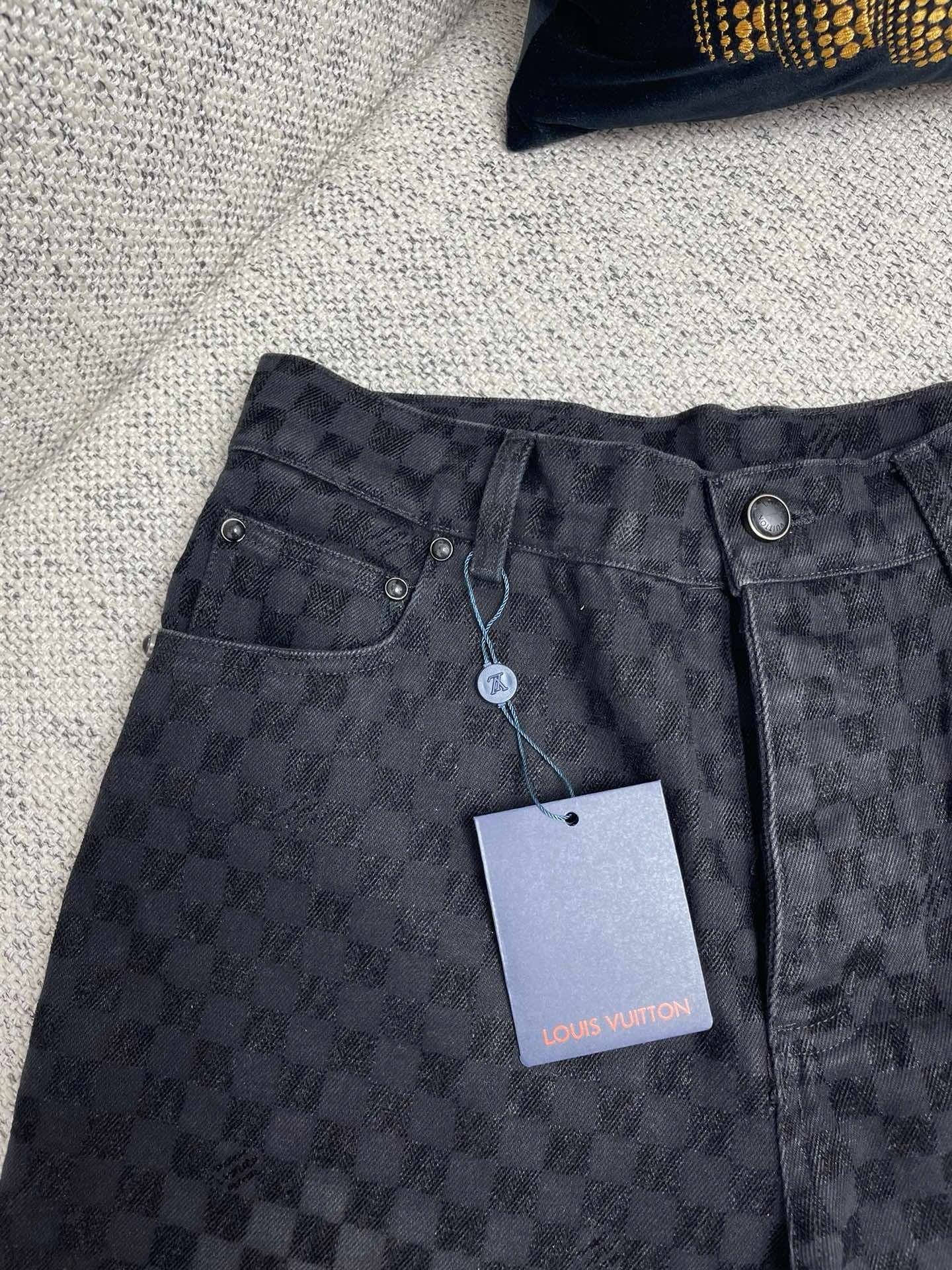 1AHBDY Tracksuit Flocked Damier Denim Trucker Jacket