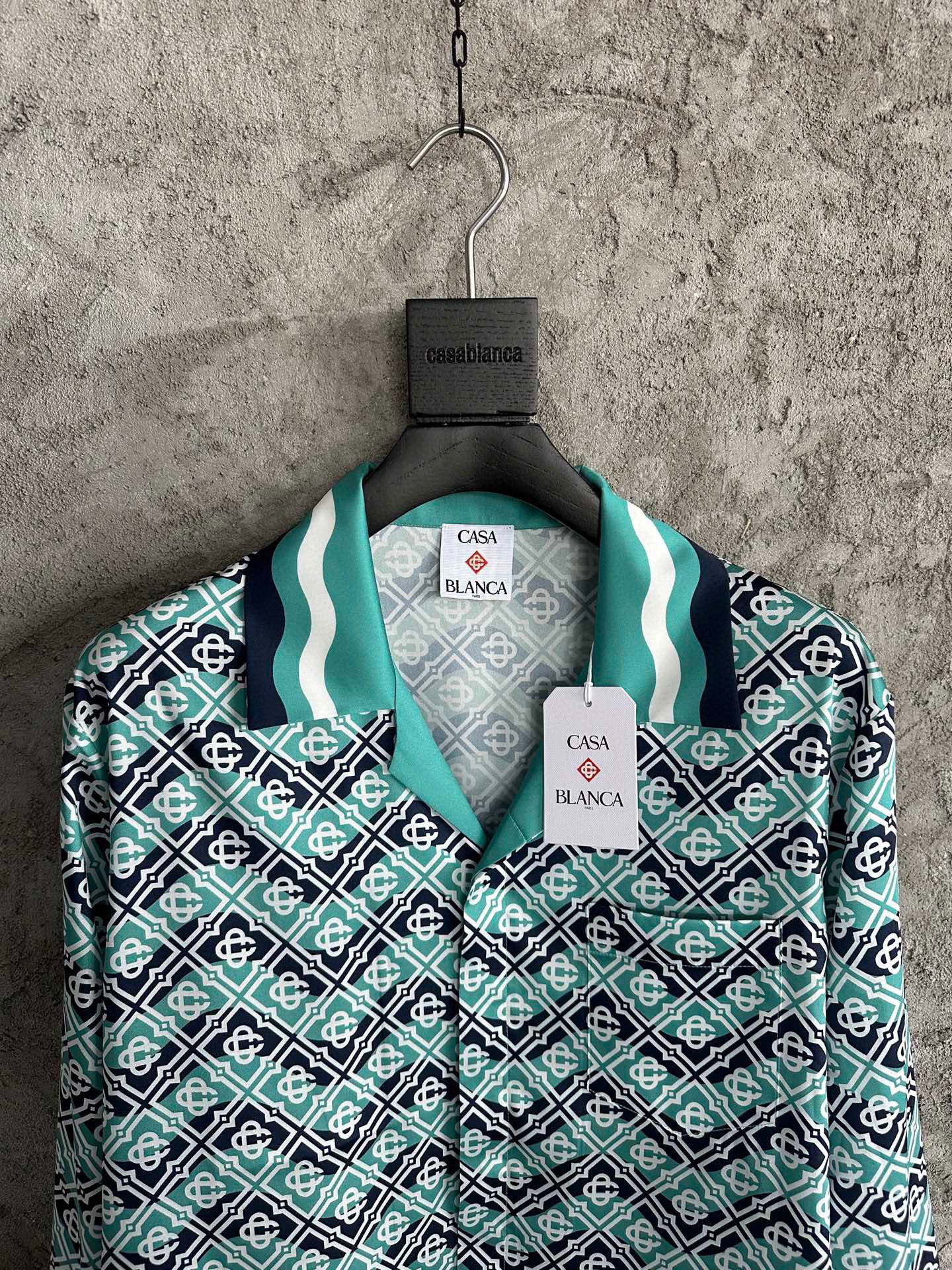 MONOGRAM WAVE LONG SLEEVE SILK SHIRT CASA