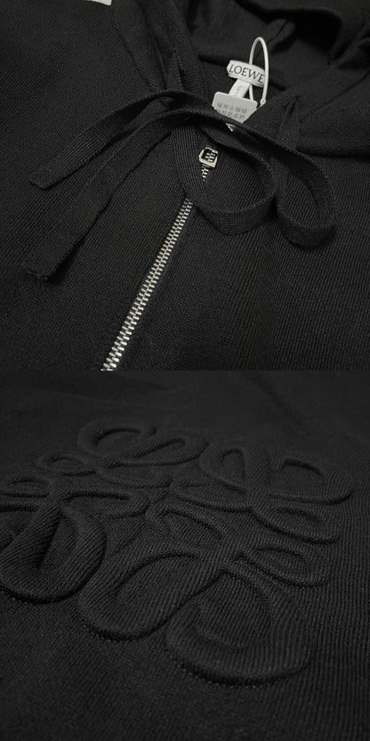 Sweatshirt à capuche zippé Anagram en laine Loew