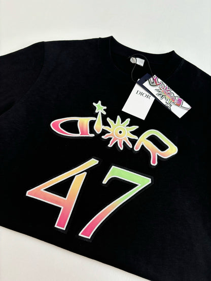 T-shirt DIOR AND LEWIS HAMILTON, coupe relax Jersey flammé de coton blanc