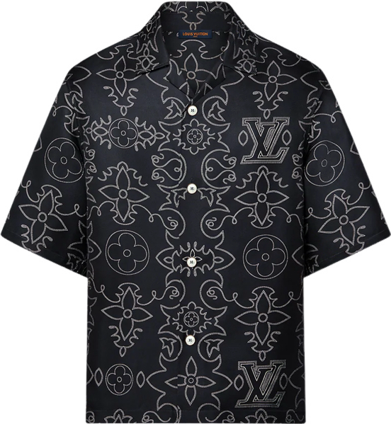 Chemise lv  manches courtes imprimée en soie