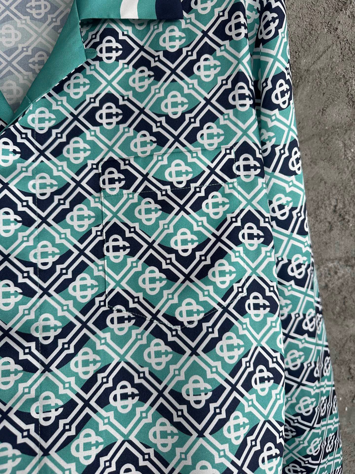 MONOGRAM WAVE LONG SLEEVE SILK SHIRT CASA