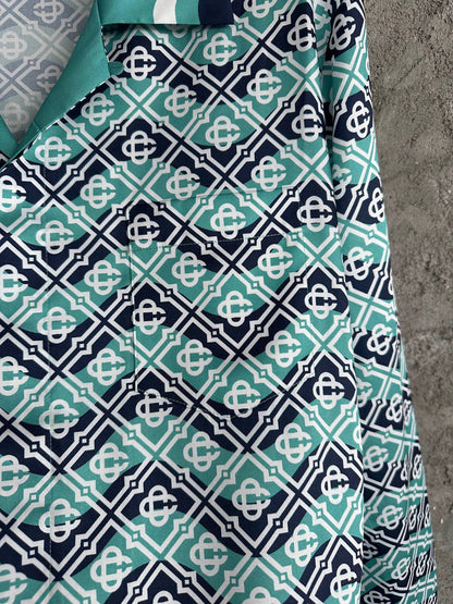 MONOGRAM WAVE LONG SLEEVE SILK SHIRT CASA