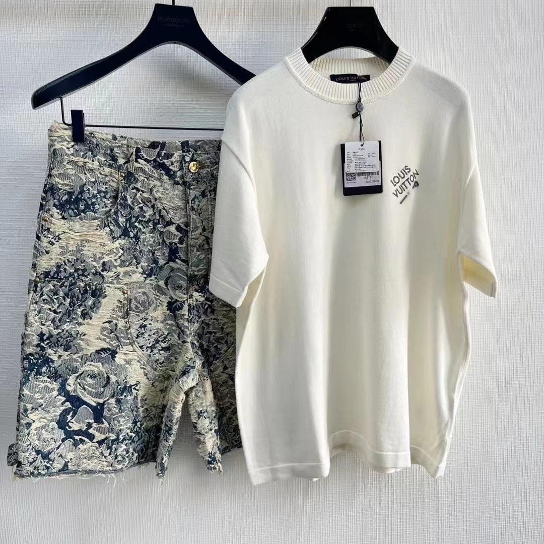 Haut en coton à manches courtes et col rond lv + sac