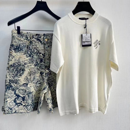 Haut en coton à manches courtes et col rond lv + sac