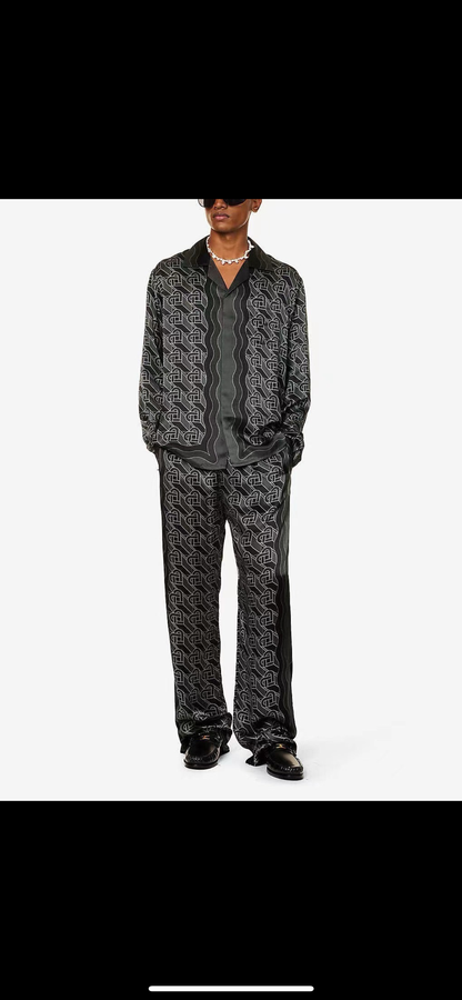 Casa B black silk shirt/pants
