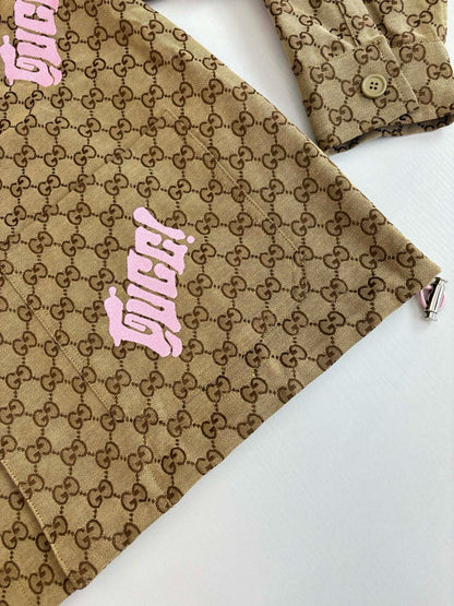 Veste en toile en mélange de lin avec broderie GG