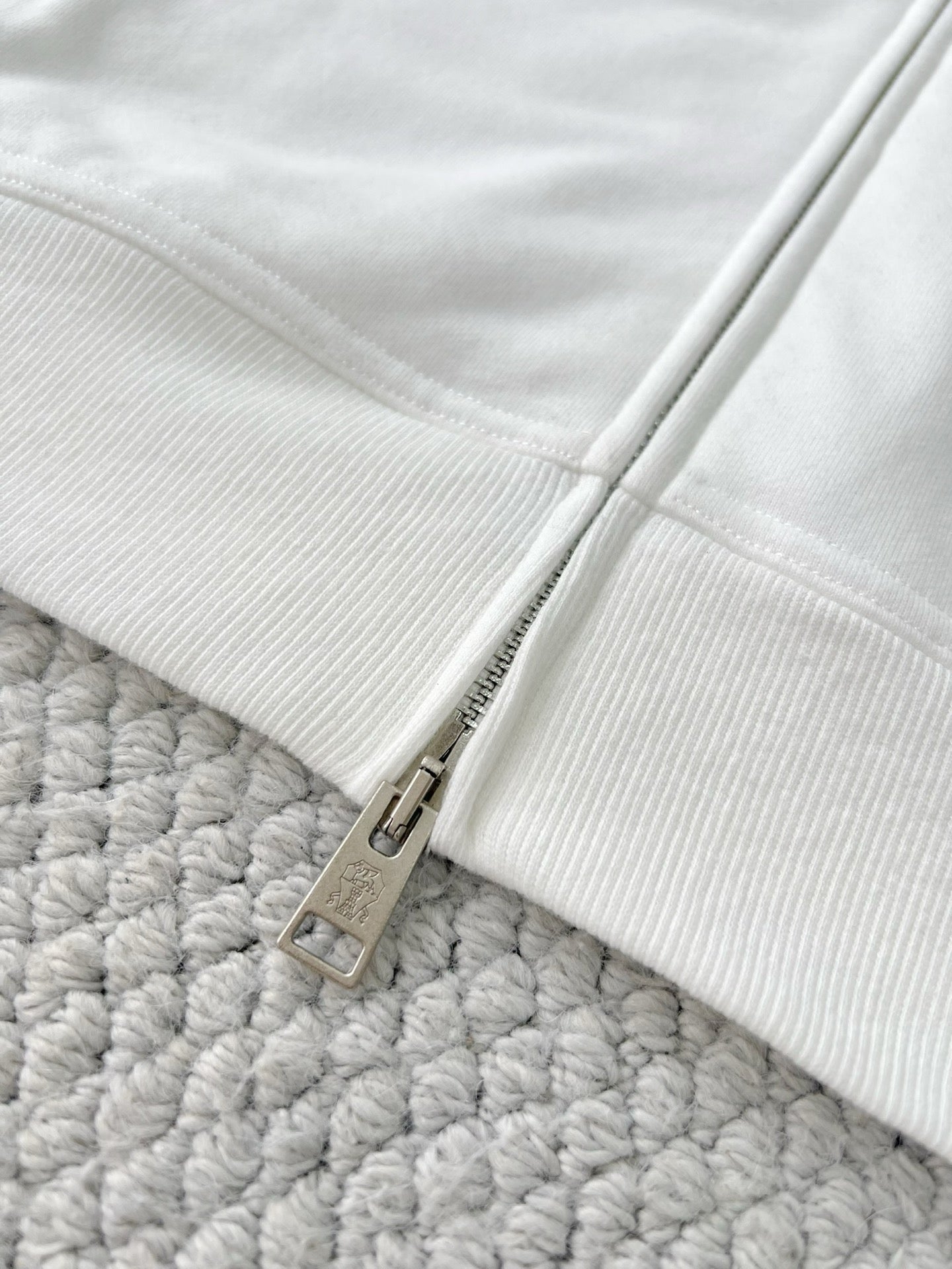 BRUNELLO CUCI Techno Cotton Zip-up Hoodie In White