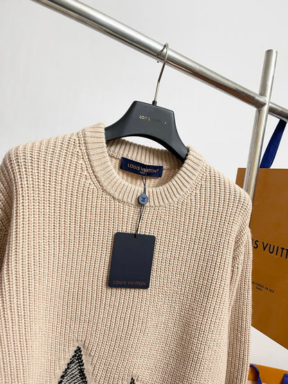 Pull Lv col rond en maille graphique 10/10