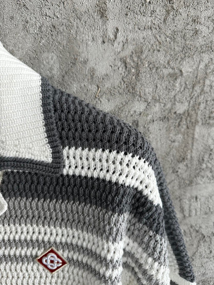 Ensemble casa B côtelé manches courtes grey crochet