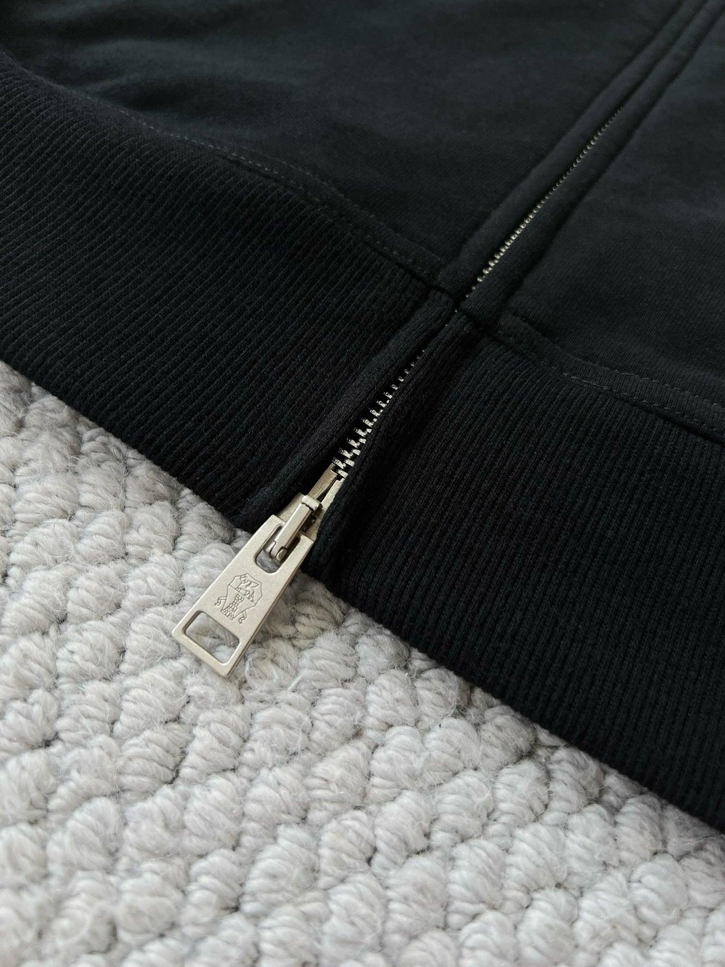 BRUNELLO CUCI Techno Cotton Zip-up Hoodie In Black