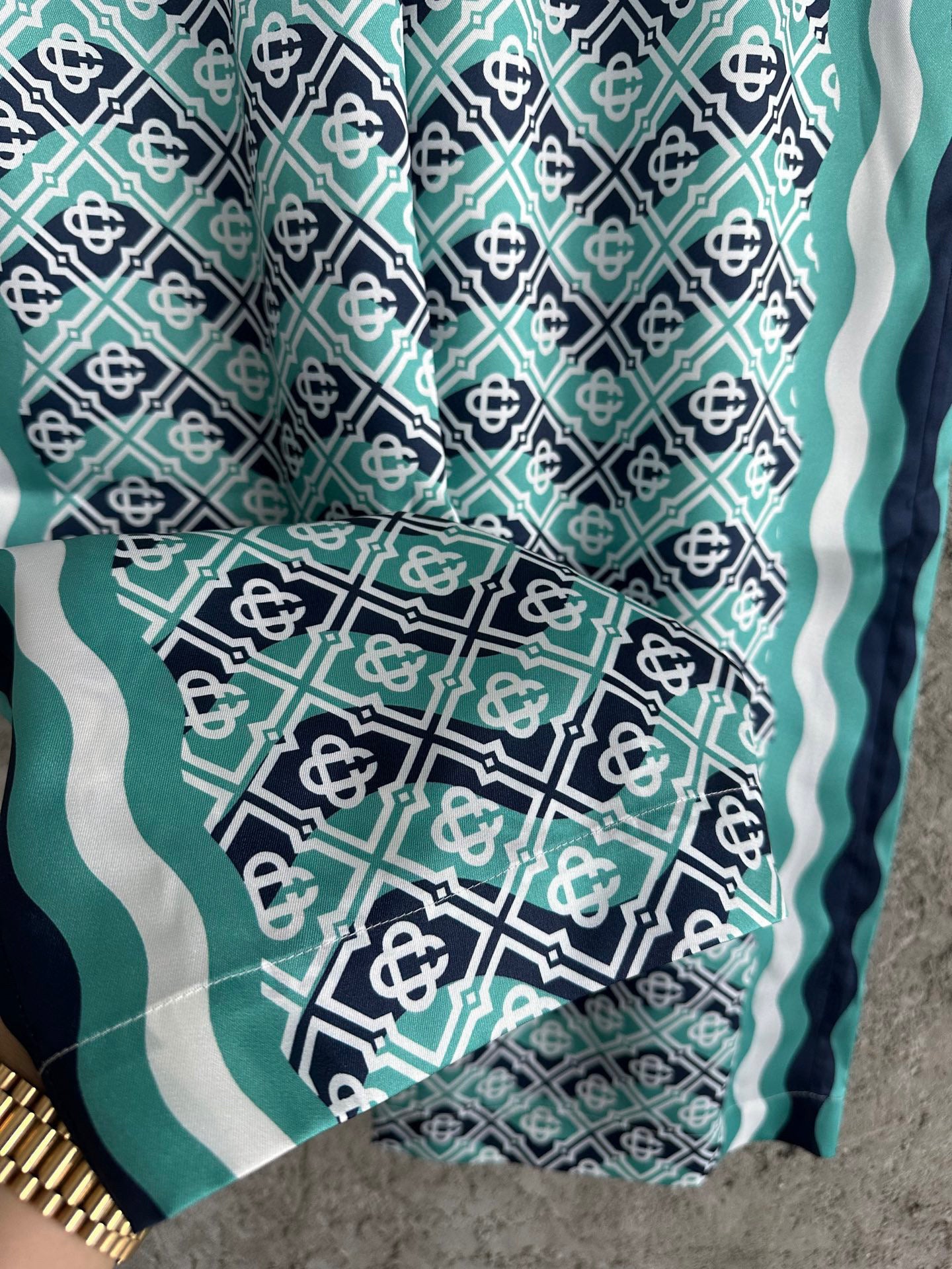 MONOGRAM WAVE LONG SLEEVE SILK SHIRT CASA
