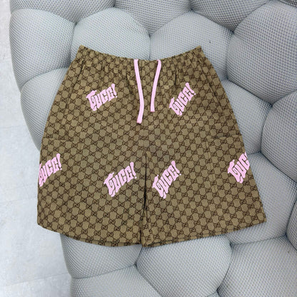 SHORT GG EN TOILE EN MÉLANGE DE LIN AVEC BRODERIE