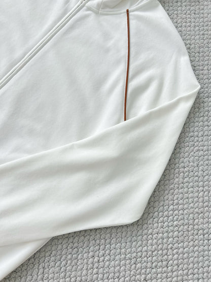 BRUNELLO CUCI Techno Cotton Zip-up Hoodie In White