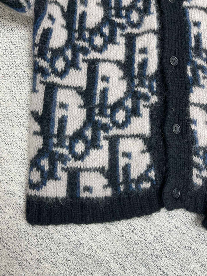 Cardigan CD Oblique Maille de mohair et laine mélangés bleus