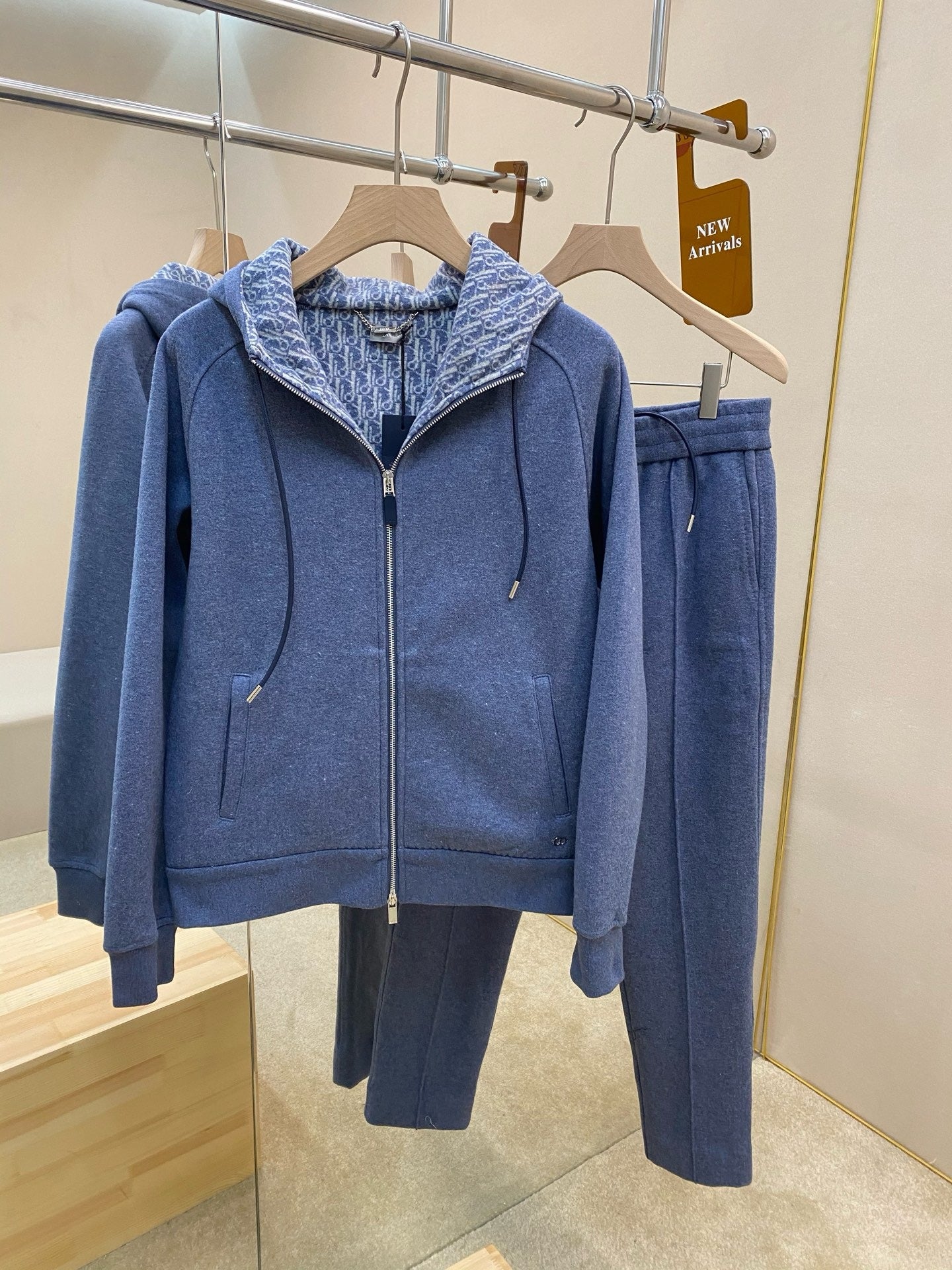 survêtement à capuche CDMaille de coton et cachemire bleu marine