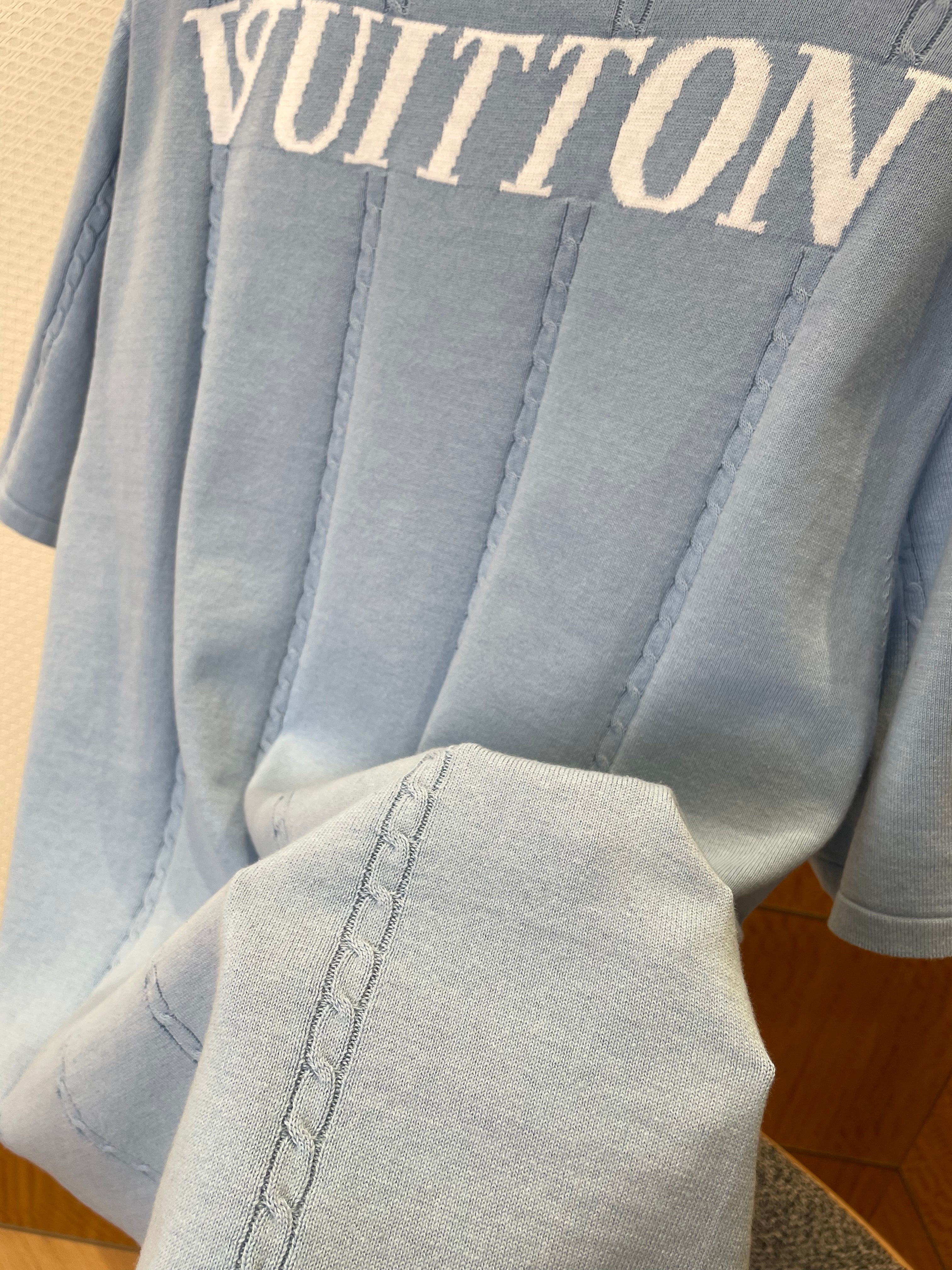 Tee-shirt manches courtes en coton et soie bleu lv