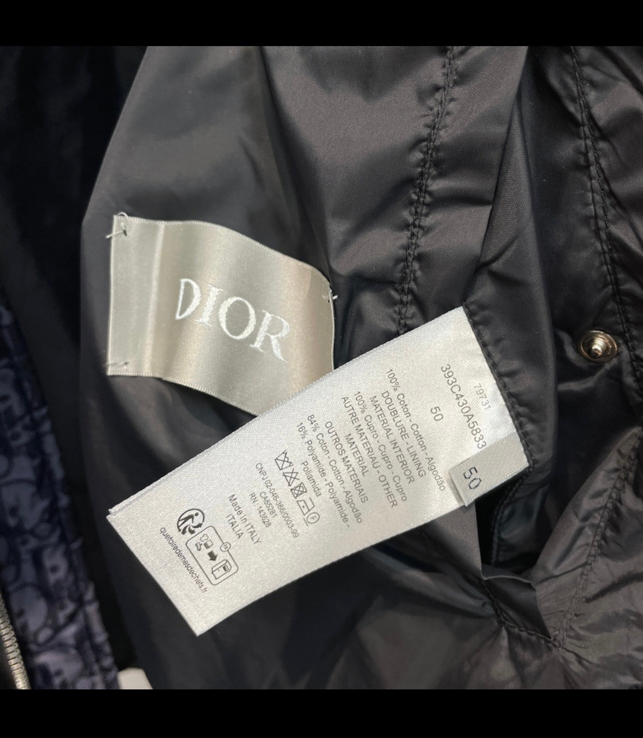 CD oblique black down jacket invoice 2023