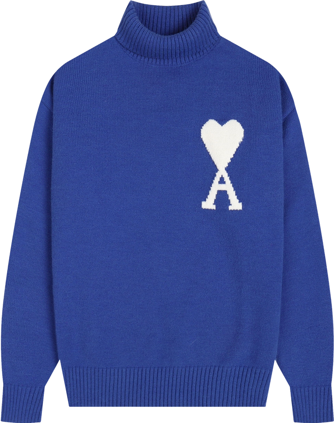 Pull  bleu à petit logo ami de cœur blanc