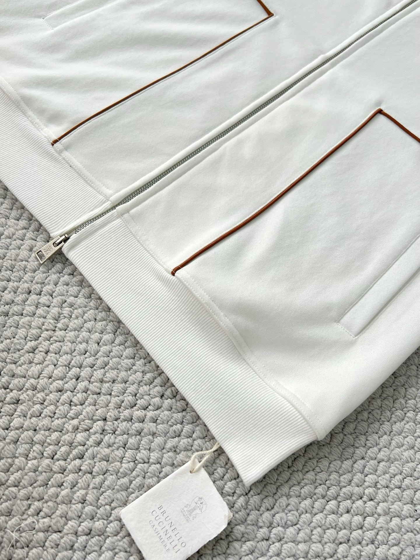 BRUNELLO CUCI Techno Cotton Zip-up Hoodie In White