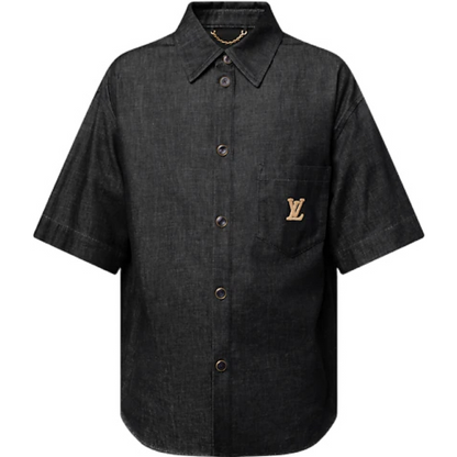 Chemise lv manches courtes brodée en chambray