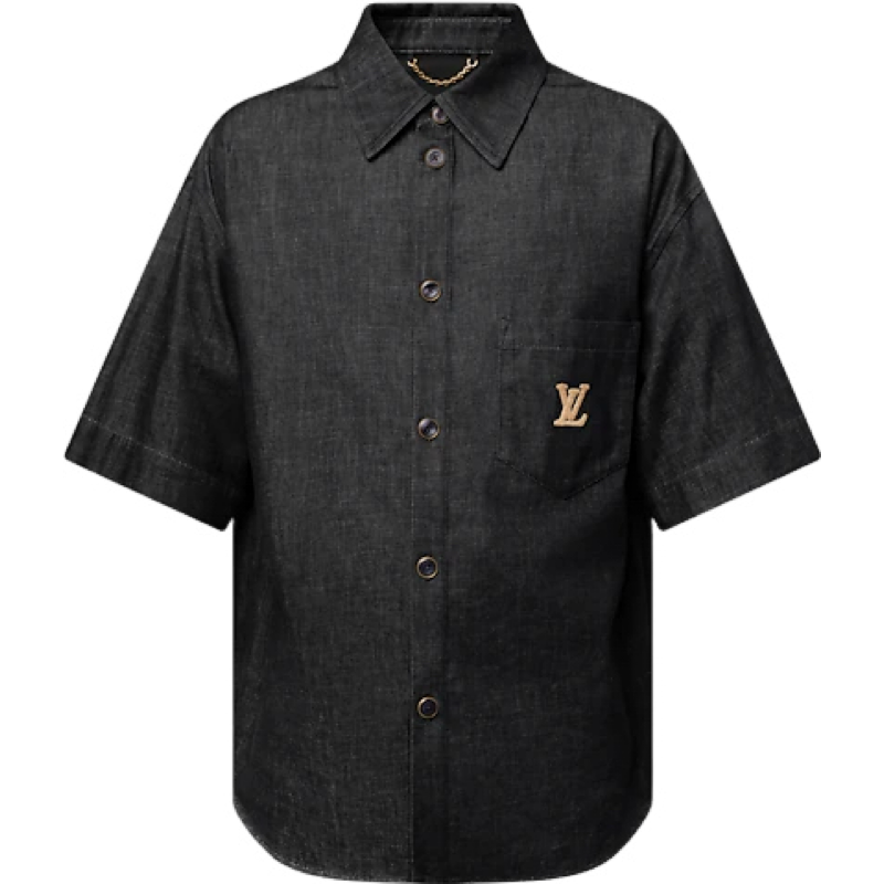 Chemise lv manches courtes brodée en chambray