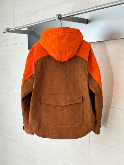 Lv Veste en jean à capuche Monogram marron